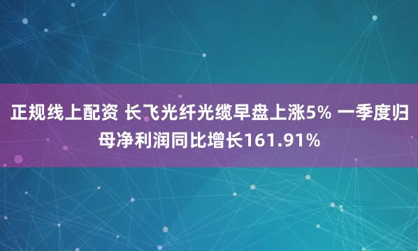 正规线上配资 长飞光纤光缆早盘上涨5% 一季度归母净利润同比增长161.91%